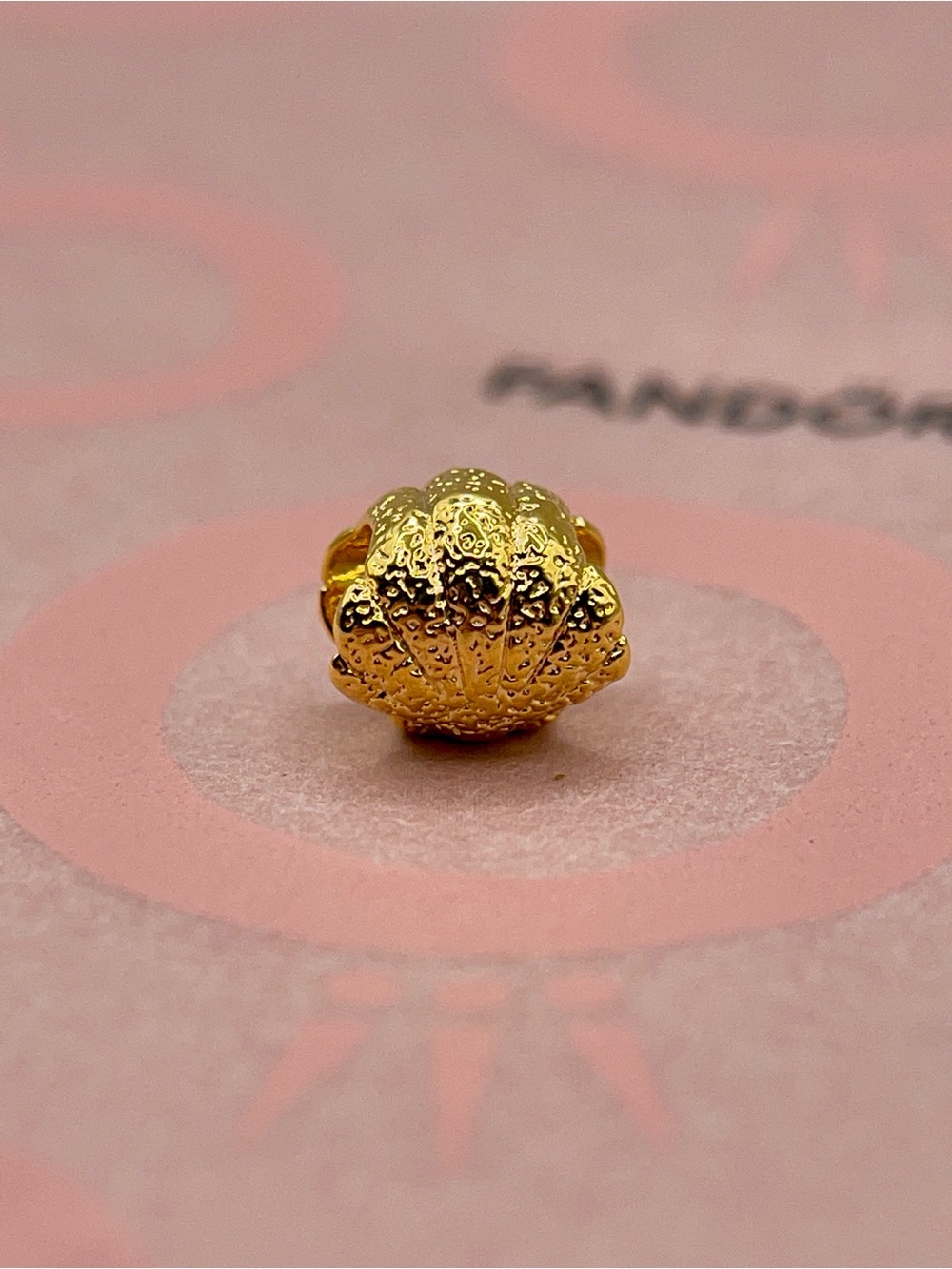 Pandora 14k Gold Plated Textured Seashell Mini Charm